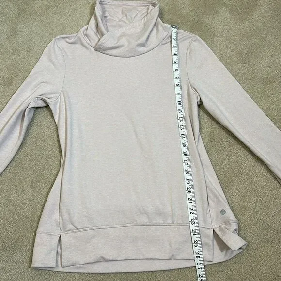 Apana Light Pink Cowl Neck Pullover Yoga Soft Sweater Thumbhole Women Medium - Picture 5 of 10